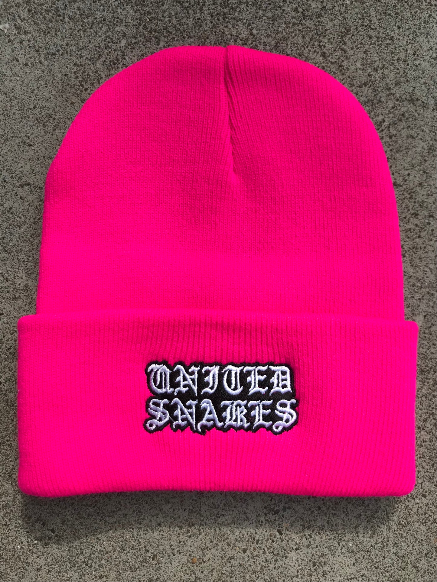 PINK EMBROIDERED ROLLUP LOGO BEANIE