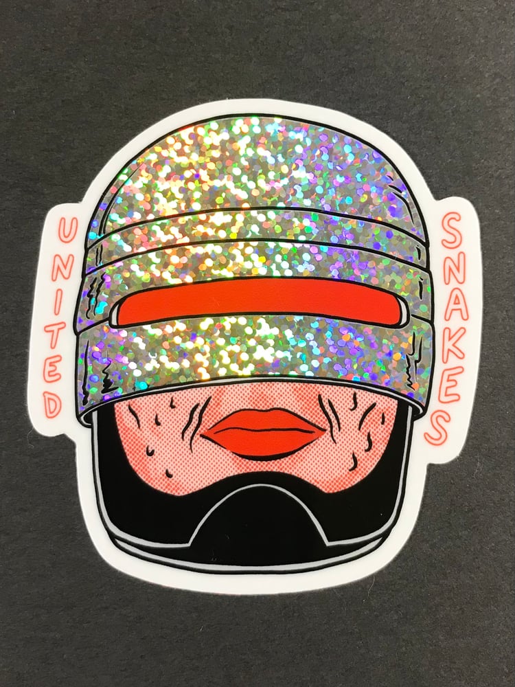 ROBOT COP GLITTER STICKER