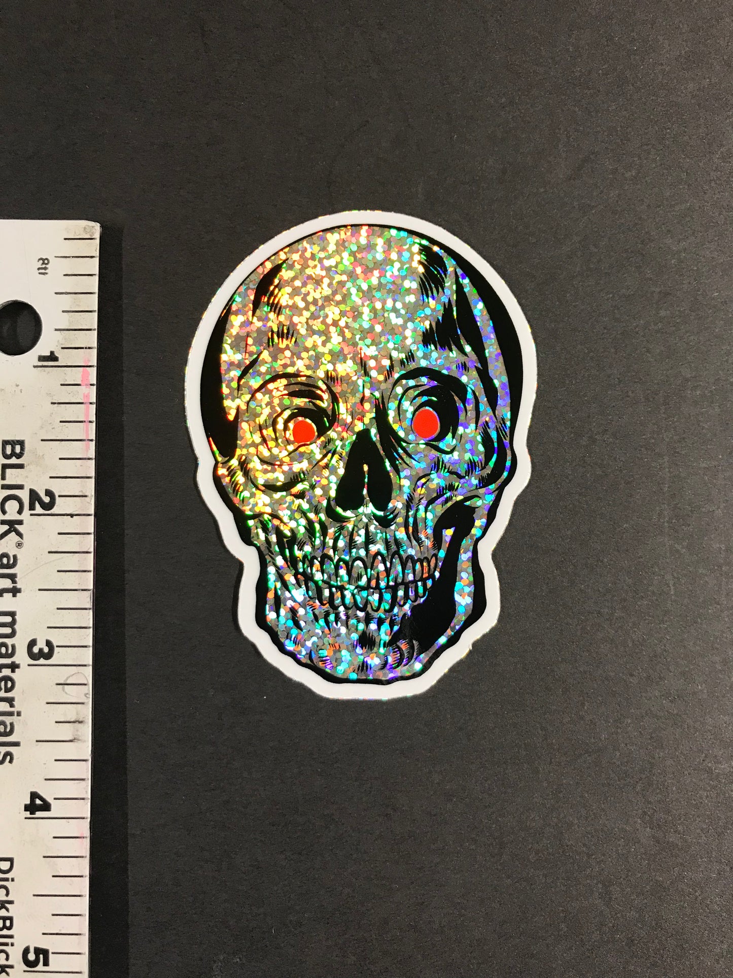GLITTER SKULL STICKER