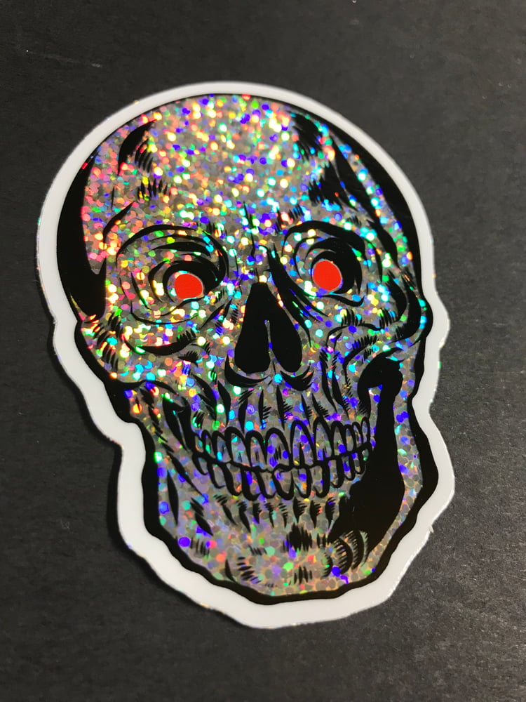 GLITTER SKULL STICKER